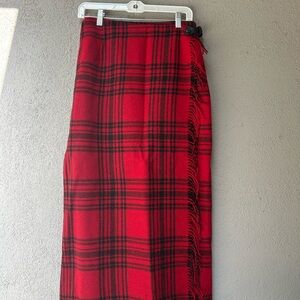 Eddie Bauer Red and Black Plaid Maxi Skirt